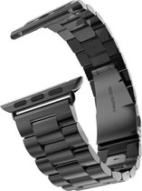 TrendyGoodz Luxe Metalen SmartWatch bandje geschikt Voor Watch 42/44 mm - Geschikt Voor iWatch - Schakel Polsband - Stainless Steel Watch Band - Zwart
