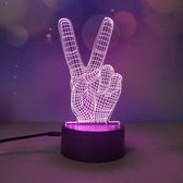 Klarigo®️ Nachtlamp – 3D LED Lamp Illusie – 16 Kleuren – Bureaulamp – Peace Lamp - Dikke Vette Peace – Sfeerlamp – Nachtlampje Kinderen – Creative - Afstandsbediening - Enzo Knol