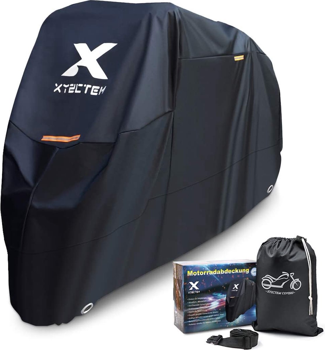 Waterdichte motorhoes, universele motorhoes met slotgaten, motorgarage winterbestendig motorscooter zeildoek waterdicht, met vergrendelingsgaten opbergtas.