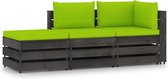 Decoways - 3-delige Loungeset met kussens grijs geïmpregneerd hout