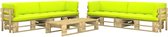 Decoways - 6-delige Loungeset pallet met kussens groen geïmpregneerd hout