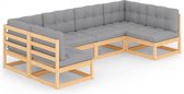 Decoways - 6-delige Loungeset met kussens massief grenenhout