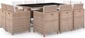 Decoways - 11-delige Tuinset met kussens poly rattan beige