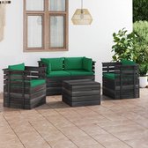 Decoways - 5-delige Loungeset met kussens pallet massief grenenhout