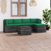 Decoways - 6-delige Loungeset met kussens pallet massief grenenhout