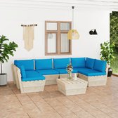 Decoways - 7-delige Loungeset met kussens pallet vurenhout