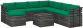 Decoways - 9-delige Loungeset pallet met kussens massief grenenhout