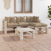 Decoways - 5-delige Loungeset met kussens pallet grenenhout