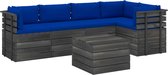 Decoways - 6-delige Loungeset met kussens pallet massief grenenhout