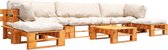 Decoways - 6-delige Loungeset pallet met zandkleurige kussens hout