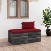 Decoways - 2-delige Loungeset met kussens pallet massief grenenhout