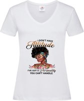 Stedman - Tshirt Dames opdruk - I Dont Have Attitude - Wit - Small