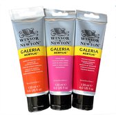 Winsor & Newton Galeria Acryl 120ml - Set a 3 tubes - Cadmium orange hue-Opera rose-Process magenta