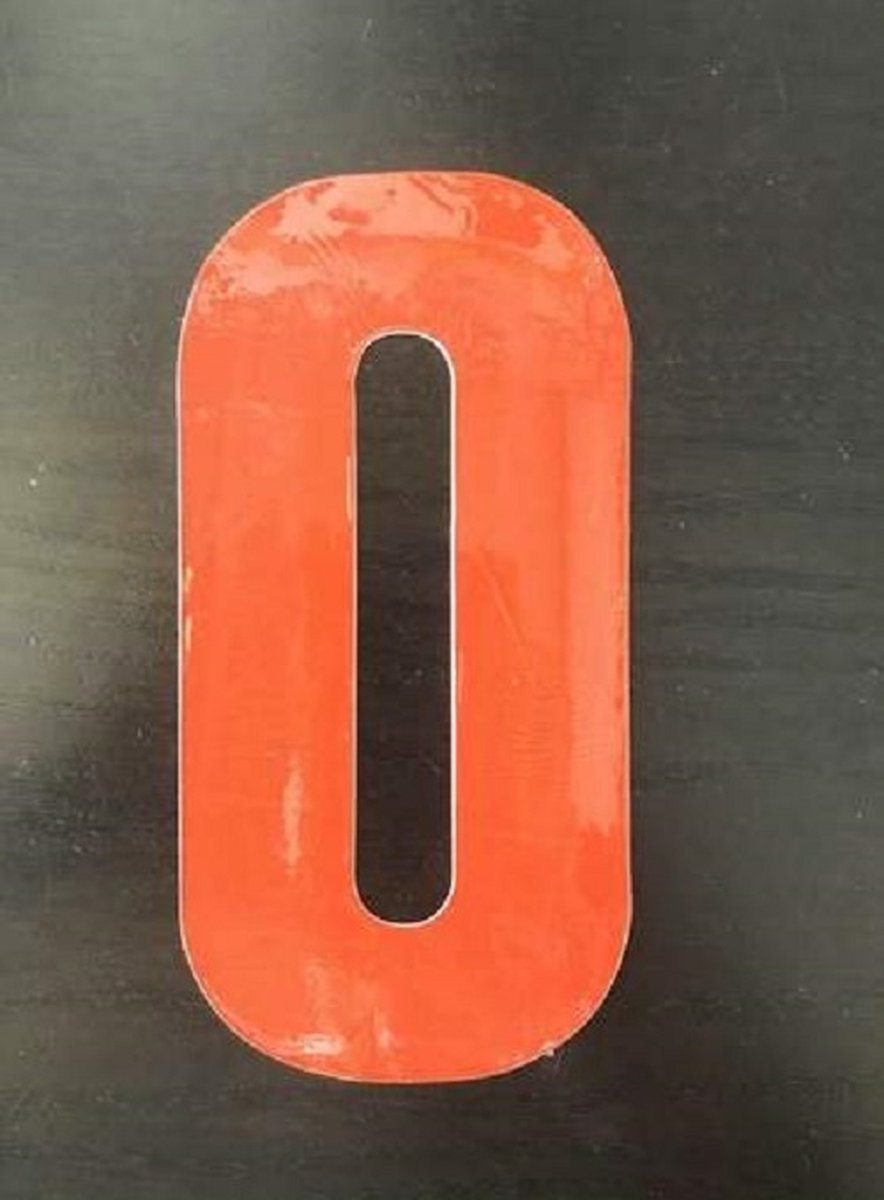 Reflecterend Cijfersticker: 0 ORANJE 16,5cm - Brievenbussticker, Plaknummer, Huisnummersticker, Kliko sticker, Containersticker