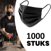 Mondkapjes Ping Bo 1000 Stuks 3 Laags - Niet Medische Wegwerp Face Mask Zwart