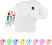 Sleepy Friends - Nachtlampje Kinderen  - 8 kleurige LED - Olifant - Bedlamp - Slaap - Kinderkamer - Dimbaar - babycadeau - kraam cadeau - INCL afstandsbediening - Gender reveal - c