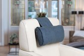 Finlandic hoofdkussen F05 Jeans blauw, 50% traagschuim vulling, groot stoffen hoofdkussen voor relax fauteuil- luxe nekkussen met contragewicht voor sta op stoel- comfortabele hoof