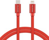 Swissten Lightning naar USB-C Kabel voor iPhone 8/SE/X/XS/XR/11/12/13/14 - Pro/Pro Max/Mini/Plus en diverse iPad modellen - 1.2M - Rood
