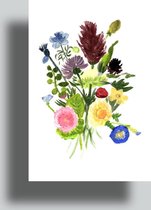 Flowerpainting by Albertien - handgeschilderde kaarten - Pluktuin boeket - enkel