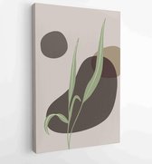 Earth tone boho gebladerte lijntekeningen tekenen met abstracte vorm. Abstract Plant Art-ontwerp voor print, omslag, behang, minimale en natuurlijke kunst aan de muur. 3 - Moderne