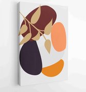 Earth tone boho gebladerte lijntekeningen tekenen met abstracte vorm. Abstract Plant Art-ontwerp voor print, omslag, behang, minimale en natuurlijke kunst aan de muur. 2 - Moderne