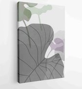 Botanische muur kunst vector set. Earth tone boho gebladerte lijntekeningen tekenen met abstracte vorm. 3 - Moderne schilderijen – Verticaal – 1843215856 - 115*75 Vertical