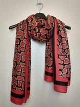 Lange dames sjaal Anke bordeauxrood zwart roze