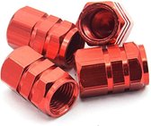 Bouchons de valve Lampa Hexagonal en aluminium anodisé 4 pièces rouge