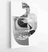 Handgetekende abstracte illustratie van een moderne kunststijl. Rastersamenstelling met eigentijdse stijl. Collage van geplakt papier. - Moderne schilderijen - Verticaal - 14654294