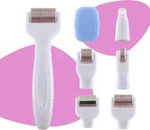 Dermaroller Gezichtsroller Gezichtsborstel Jade Roller Gua Sha – 7 In 1 Dermaroller Kit Home Originals – Microneedling – Gezichtsreiniger – Complete Huidverzorging Set - Wit