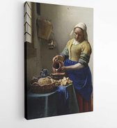 Onlinecanvas - Schilderij - Het Melkmeisje. Door Johannes Vermeer. Nederlandse Schilderkunst Art Verticaal Vertical - Multicolor - 80 X 60 Cm