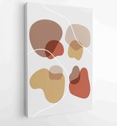 Earth tone boho gebladerte lijntekeningen tekenen met abstracte vorm. Abstract Plant Art-ontwerp voor print, omslag, behang, minimale en natuurlijke kunst aan de muur. 3 - Moderne