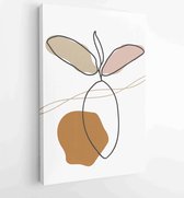 Gebladerte lijntekeningen met abstracte vorm. Abstract Plant Art-ontwerp voor print, omslag, behang, minimale en natuurlijke kunst aan de muur. 1 - Moderne schilderijen – Verticaal