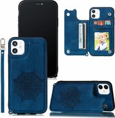 GSMNed – Leren telefoonhoes iPhone 12 mini blauw – Luxe iPhone hoesje – pasjeshouder – Portemonnee met magneetsluiting – blauw