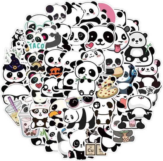 50x Autocollants Panda mignons - Autocollants pour enfants Ours panda -  Animaux