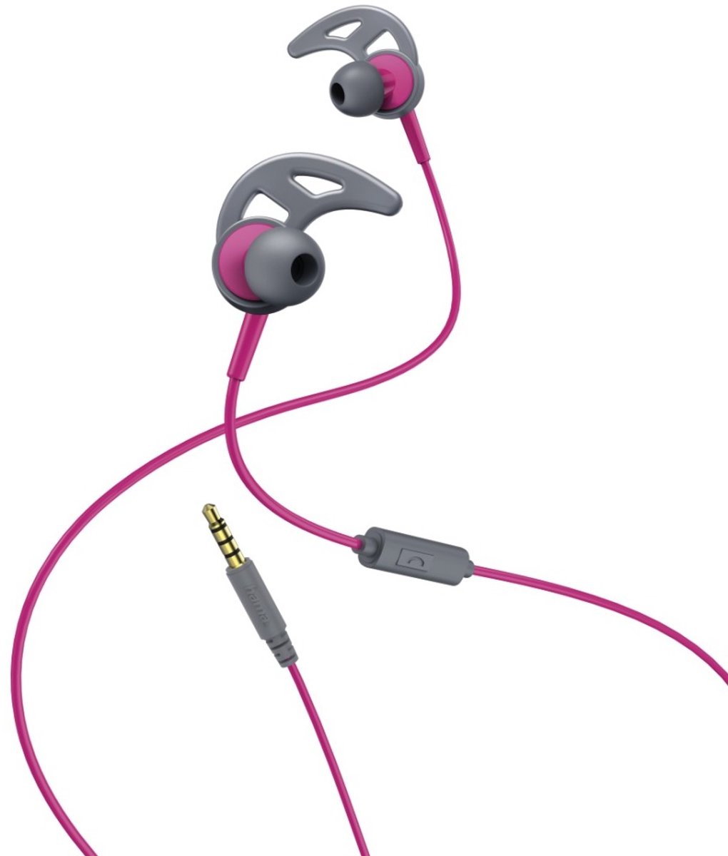 Hama In-ear-stereo-headset "Action", pink/grijs