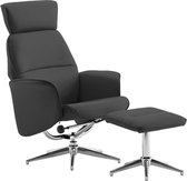 Fauteuil met voetenbank antraciet kunstleer