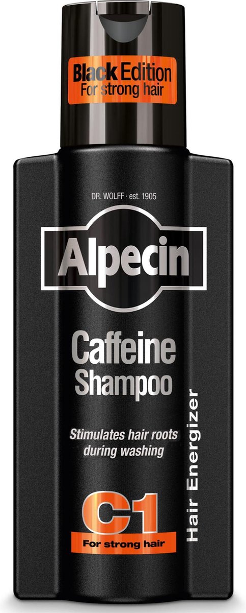 Alpecin Cafeïne Shampoo C1 Black met Nieuwe Geur 1x 250ml | Natuurlijke Haargroei Shampoo voor Mannen | Energizer voor Sterk Haar | Haarverzorging voor Mannen Made in Germany