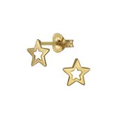 Joy|S - Zilveren ster oorbellen - 6 mm - 14k goudplating