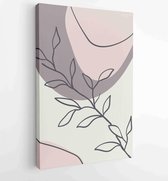 Earth tone boho gebladerte lijntekeningen tekenen met abstracte vorm. Abstract Plant Art-ontwerp voor print, omslag, behang, minimale en natuurlijke kunst aan de muur. 3 - Moderne