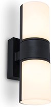 LUTEC Cyra - Tweekoppige Wandlamp voor buiten - LED - 3000K - 950 lm - Zwart