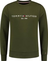 Tommy Hilfiger - Trui Logo Olijfgroen - S - Regular-fit