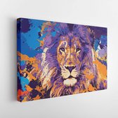 Onlinecanvas - Schilderij - Leeuwengezicht Abstract Art Horizontaal Horizontal - Multicolor - 80 X 60 Cm