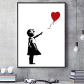 Allernieuwste Canvas Schilderij Banksy Grafitti: Girl with Balloon - Modern Street Graffiti - Poster - 70 x 100 cm - Kleur