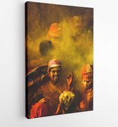 Onlinecanvas - Schilderij - Mensen Bedekt Met Gekleurd Poeder Art Verticaal Vertical - Multicolor - 40 X 30 Cm