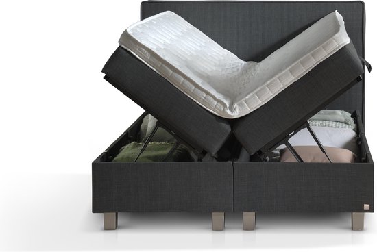 Iedereen Verslaafd Berouw Dreamhouse® Slim Twijfelaar Boxspring met Opbergruimte – Bed - 140 x 200 cm  - Antraciet | bol.com