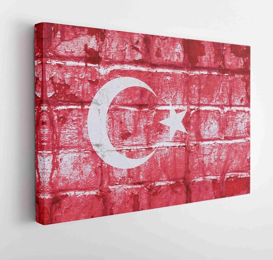 Onlinecanvas - Schilderij - Vlag Turkije De Grunge Betonnen Muur Art Horizontaal Horizontal - Multicolor - 115 X 75 Cm