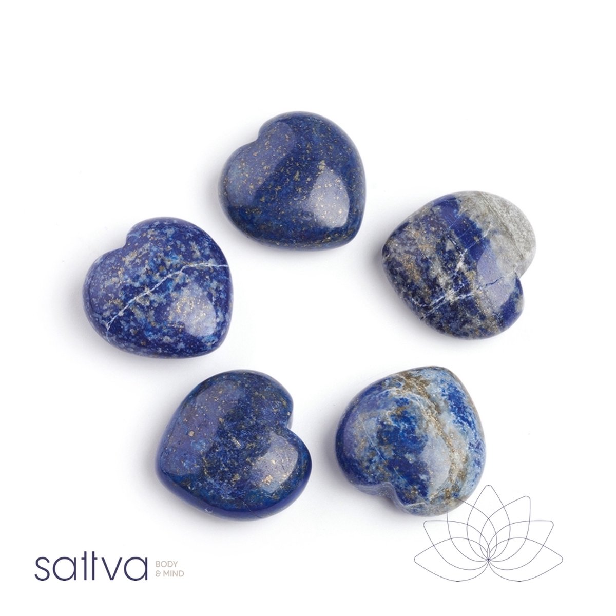 Sattva Rocks | CLARITY | Lapis Lazuli edelsteen hart ±30x30x15mm in kado zakje