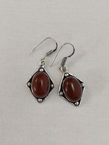 Carneool oorhangers  - Zilver
