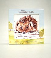 Country life - Luxe onderzetters - Set van 4 - Egel - Kurk/kunststof